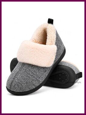 Fuzzy Faux Fur Lined Memory Foam Ankle Bootie Slippers